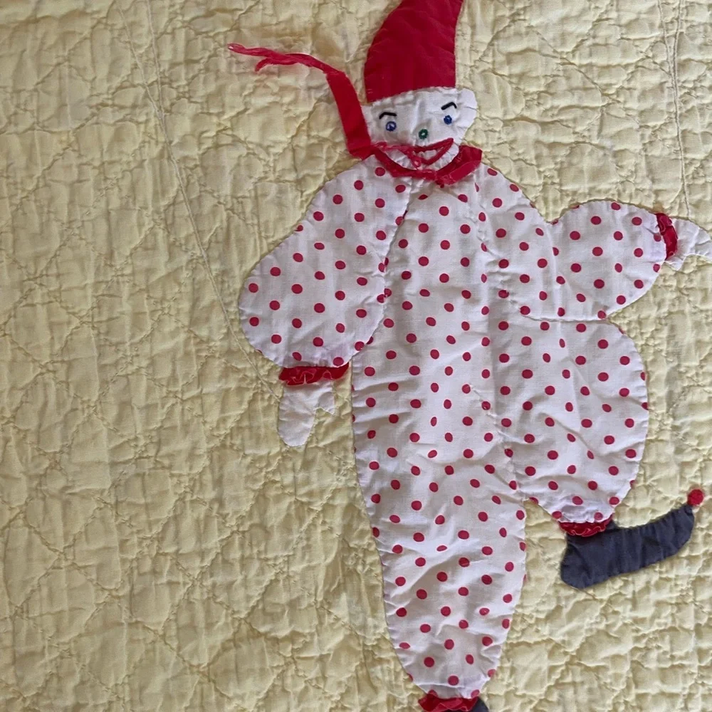 Vintage Handmade Circus Themed Yellow Nursery Crib Blanket